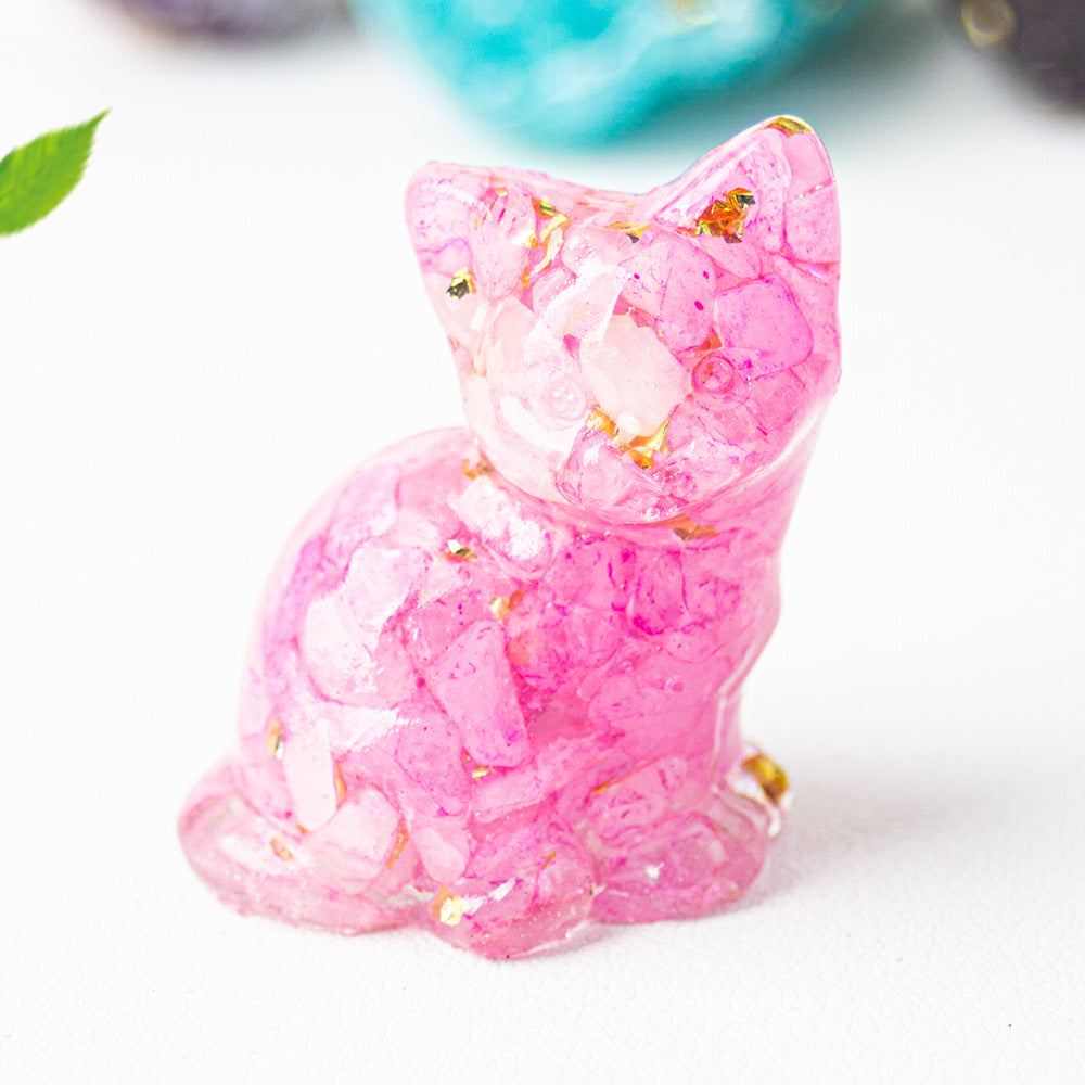 Wholesale Natural crystal gravel cute cat ornaments